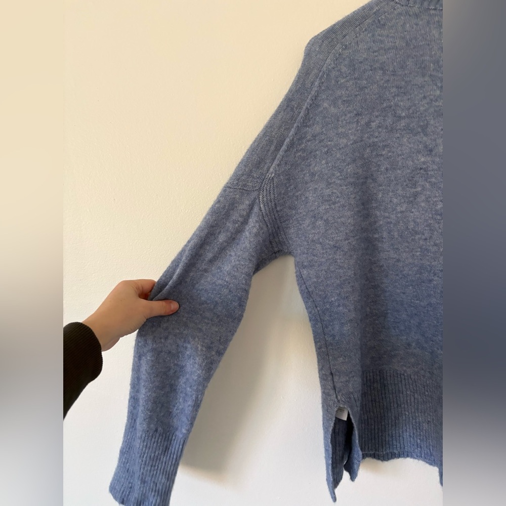 J Crew Blue Side Split Alpaca Wool Blend Ribbed Turtleneck Sweater Size Small - Picture 8 of 9